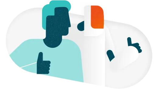 illustration of a human and a robot, both giving a thumbs up